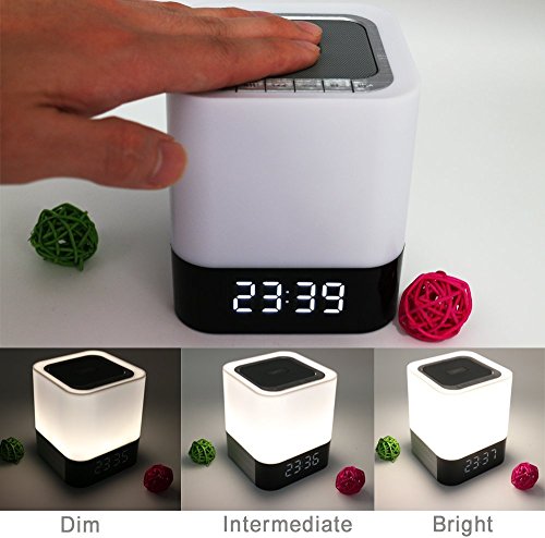 Nachttischlampe, VSOAIR Bluetooth-Lautsprecher Berührungssensor Atmosphere Beleuchtung mit Musik-Player, Wecker Intelligente Voice-Erinnerung - 2