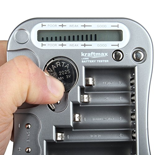 Kraftmax Batterietester Universal Batterie und Akku Testgerät mit LCD-Display – NEUESTE VERSION MW333 / LX5900 mit Knopfzellen Test - 5