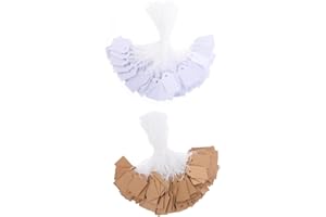 OHREN 200 Etichette Prezzo Cartellini con Filo per Gioielli, Abbigliamento, Mercatini e Display (25 x 15mm)