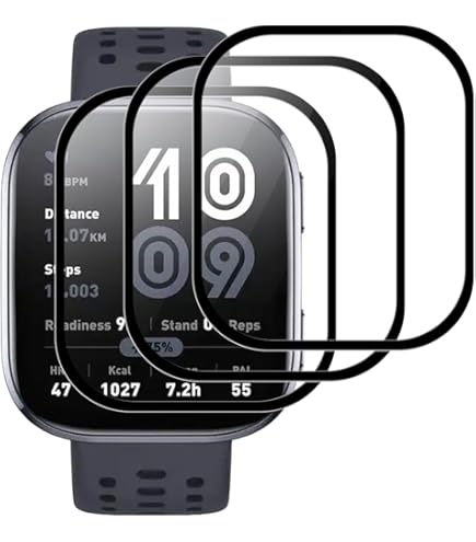 Verre Trempé 3D Pour AMAZFIT BIP 3 - AMAZFIT BIP 3 Pro, Noir, Protecteur D'écran Qualité Supérieure, Protection Complète, 3D, 4D, 5D