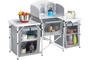 The Fellie Camping Kitchen Folding Camp cupboards Outdoor Kitchen Tables and Storage Units for Picnic and BBQ (Grey2)