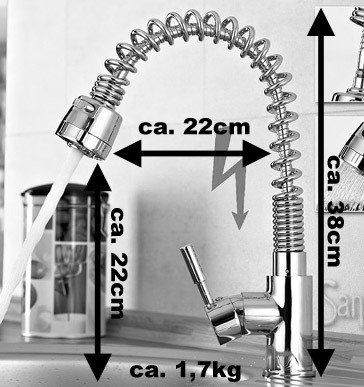 Niederdruck Gastro Spültisch Küchenarmatur ausziehbar 2 Strahlarten Sanlingo - 3