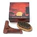SAVANNA BEARD Beard Brush & Comb Set - Premium Grooming Beard Kit - Red Sandalwood Beard Shaping Tool for Perfect Shaving Symmetry and 100% Boar Bristle Beard Brush in Stylish Package - Ideal Gift