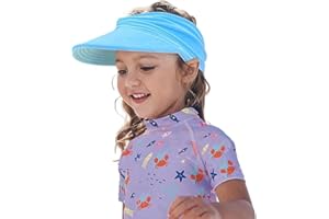 HERUAI Children's UV Protection Visor Cap, Sun Visor Girls & Boys Ponytail Beach Hat, Breathable, Packable, High Sun Protection, Pink, S (1-5 Years) & M (5-9 Years), Unisex, Spring & Summer