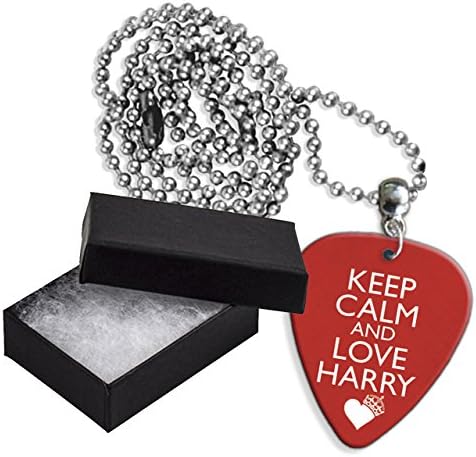 Keep Calm And Love Harry Styles One Direction Boxed Metal Guitar Pick Necklace (GD)
