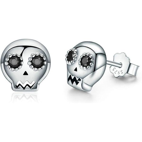 Artisan Owl Sugar Skull Stud Earrings - Black & Gold Multicolor Enamel Design