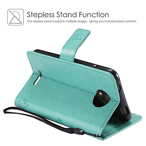 Motorola Moto C Plus HÃ¼lle, CLM-Tech Tasche aus Kunstleder Wallet Case - SchutzhÃ¼lle [Standfunktion] [Magnetverschluss] [KartenfÃ¤cher] [Handschlaufe] Flip Cover - Bookstyle Handy Flipcase Baum Katze Schmetterlinge grÃ¼n, PU Leder-Tasche fÃ¼r Motorola Moto C Plus LederhÃ¼lle