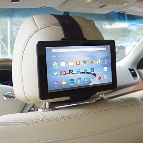 Car Headrest Mount Holder, Hand Strap Holder, Tablet Stand 3-in-1 for Fire 7 Tablet with Alexa, 7" Display, Black