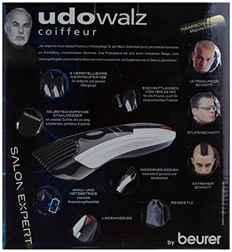 Udo Walz by Beurer HC4 100 Haarschneider (9 Schnittlängen mit 2 verstellbaren Kammaufsätzen, Akku- und Netzbetrieb) - 6