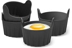 MAGEDON 4 Pcs Air Fryer Egg Poacher, Ramekins for Air Fryer. Microwave Egg Poacher, Food Grade Poached Egg Moulds. Ramekins Baking Cups for Souffle Dishes Muffin Cupcakes Custard and Pudding