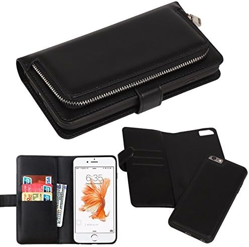 iPhone 6s Case, iPhone 6 Case, DRUnKQUEEn Premium Slim Wallet Zipper Clutch Leather Credit Card Holder Feature Purse Flip Type Removable Case - Detachable Magnetic Back Cover for iPhone6s / iPhone6