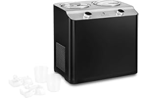 Royal Catering Máquina Para Hacer Helado Heladera RC-ICM24 (Potencia: 250 W, Capacidad: 2 x 1,2 L, Temperatura de -18 a -35 °C, Con 2 contenedores)