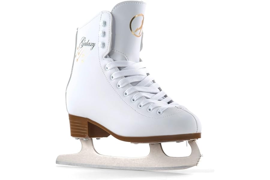 SFR Galaxy Figure Ice Skate with Pre-Sharpened Carbon Stainless Blade and Ergonomic Heel Design | Timeless and Elegant Women's and Men’s Ice Skating Nu-buck Sueded Feel Lining and Printed Side Details