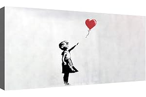 canvashop Quadro Banksy Bambina Con Palloncino Cm 100X50 Stampa Su Tela Canvas Bansky Ragazza Balloon Girl Quadri Moderni Soggiorno Street Art