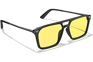 Goiteia Occhiali gialli per guida notturna, antiriflesso da fari a LED blu, occhiali a luce gialla blu per pioggia, doppio rivestimento AR, adatti per lunghi viaggi