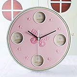 Oudan Wanduhr Nicht Ticken Anzahl Quarz Wanduhr Wohnzimmer Dekorative Innen Uhr Schlafzimmer Uhr Küchenuhr Kreative Kinderzimmer Armband Uhr Bilderrahmen, Hellblau (Farbe : Flamingo Pink)