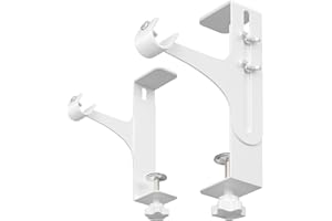 NIFFGAFF Lot de 2 supports de tringle à rideaux sans perçage, métallique et durable, support tringle sans percage coffre, Ø20-28 mm, adapté aux coffres de volets roulants de 14-24 cm de hauteur, Blanc