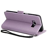 Galaxy S8 Plus Hülle, Galaxy S8 Plus Hülle Ledertasche Brieftasche im BookStyle, SainCat PU Leder Wallet Case Folio Prägung Schutzhülle Glitzer Campanula Muster Hülle Bumper Bling Strass Handytasche Skin Schale Soft Backcover Handy Tasche Flip Cover Buchstil Klapptasche in Lederoptik mit Standfunktion Karteneinschub und Magnetverschluß Etui Flip Case für Samsung Galaxy S8 Plus (Lila) - 5