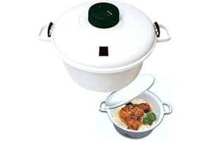 Suinga Pentola a Pressione per Microonde 2,8L – Cucina Sana e Veloce con Valvola di Vapore, Chiusure Ermetiche, Include Tazza Misurino e Spatola – Cuociriso e Pentola Microonde