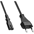 Cable d'alimentation Euro，2 Meters，Cable Alimentation 2 Pin | c7 fiche Bipolaire Cordon pour PC Monitor，DVD，Imprimante，Samsung Philips LG Sony TV，PS4， Microsoft Surface Go/Laptop/Book,HP Envy. …