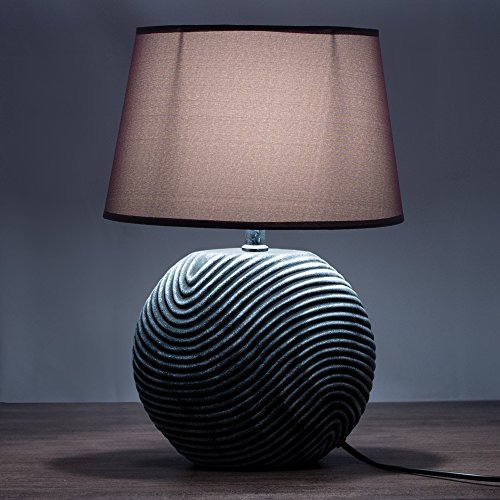 2er Set BRUBAKER Tisch- oder Nachttischlampen Anthrazit Grau, Keramikfüße in zweifarbigem, mattem Finish - 38 cm Höhe - 