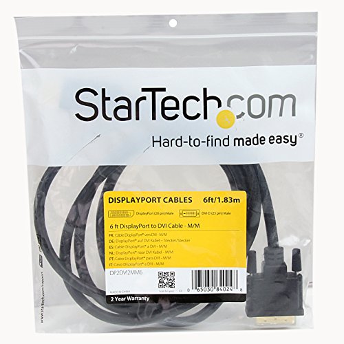 StarTech.com 1,8m DisplayPort auf DVI Kabel – Stecker/Stecker – DP zu DVI Adapter/ Koverter – 1920×1200 / 1080p – Schwarz - 4