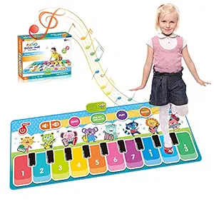 ASSENIO Piano Mats Kids Touch Play Blanket, Musical Keyboard Playmat for Toddler Boys Girls, Electronic Early Education Piano Toy for Children