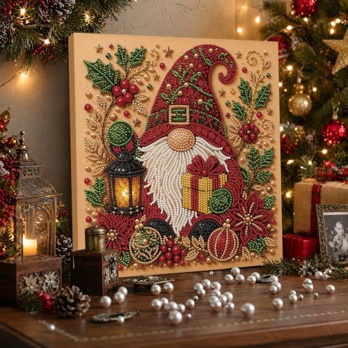 Noel İnci Elmas Boyama Kiti Yetişkinler Yeni Başlayanlar için DIY İnci | İnci Boncuk El Sanatları, 3D Değerli Taş Nokta Sanatı, Festival Duvar Dekoru, Rahatlatıcı Tatil El Sanatları