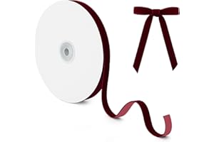 ENYRIANX Burgundy Velvet Ribbon, 10mm x 18m (3/8" x 20 Yards), Single-Faced Velvet Ribbon Roll for Gift Wrapping, Christmas Decorations, Christmas Tree Ornaments, Wreath, Bow Making