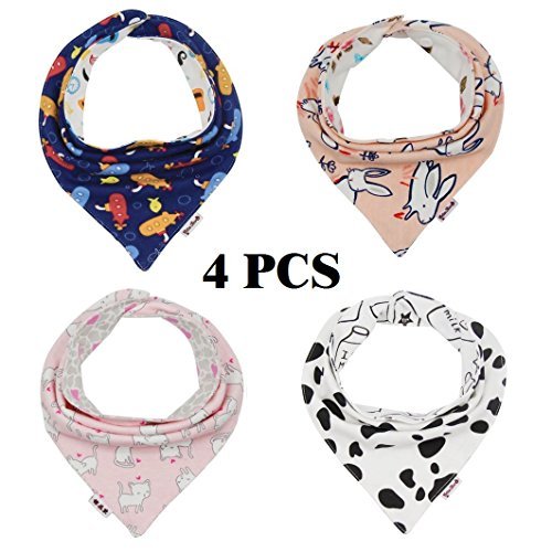 FUNPET Lot de 4 Bavoirs triangulaires pour Chiens, Chats et Chiots