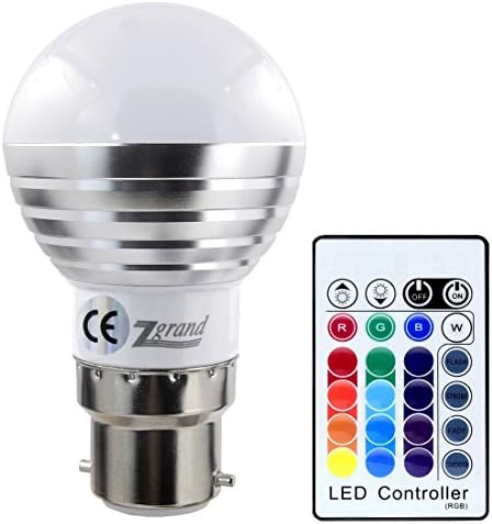 LED Bulb 3W RGB RGB B22 Base Colour Changing Remote Control Lamp by Zgrand