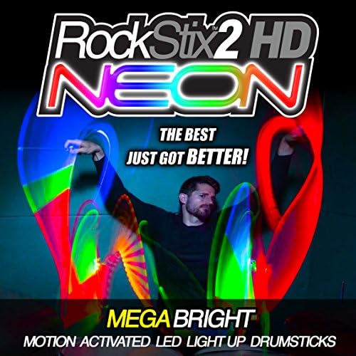 ROCKSTIX2 HD NEON Colour Change - ULTRA BRIGHT LED LIGHT UP DRUMSTICKS