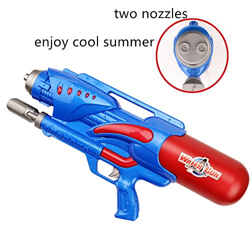 Double Nozzles Water Gun Pistol - Beby (2017 New Design) 1200ml Squirt Gun for Kids Summer Outdoor Water Shooting Game 3+Years Toys (Red-Yellow/Blue-Red Random)