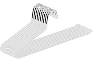 ABHENG Cintres Pantalons, Lot de 10, Accessoires de Rangement, Enfilage Facile, Chromé, Gain de Place, Porte-Pantalon Antiglisse, 38 x 0,5 x 13 cm, Blanc, AIY0510W