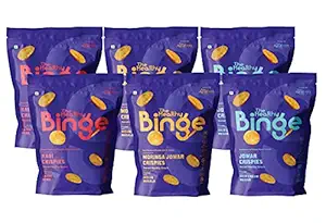The Healthy Binge | Baked snacks | Assorted pack of Ragi, Jowar & Moringa crispies | 100% natural | Guilt Free Snacking | No added sugars | 0% cholesterol | Assorted Flavours - Indian Masala - Cajun Spice - Sour cream Wasabi | PACK of 6 (40 gm x 6)