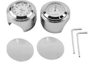 WODHMIEY Termómetro, reloj y termómetro para manillar de motocicleta para manillar de motocicleta con un diámetro de manillar de 22 mm a 25 mm (7/8-1 pulgadas), resistente al agua, a prueba de golpes,