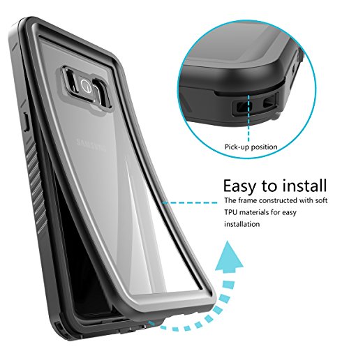 Custodia impermeabile Galaxy S8 Plus, Moonmini Ultra Slim SubacqueoÂ Antiurto A prova di polvere Antigraffio Custodia protettiva con Touch ID e cinghia galleggiante GalleggiabilitÃ  Cordino per Samsung Galaxy S8 Plus (nero)