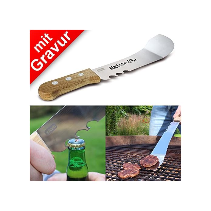 Sterngraf Grillmachete Mit Gravur Zb Namen Edelstahl 52 Cm Mit Flaschenffner Von Mags