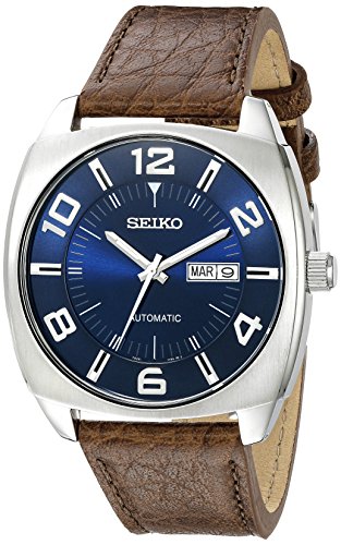 Seiko Men's SNKN37 Stainless Steel Automatic Self-Wind Watch with Brown Leather Band