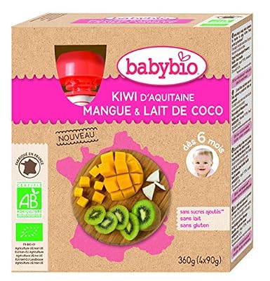 Babybio Lot de 4 Gourde Kiwi Mangue Coco 360 g