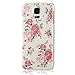 Produktbild YOKIRIN Pink Blume Weiß Bemalt PC Plastik Hart Cover Hardcase Schutzhülle für Samsung Galaxy S5 SV I9600 Transparent Handyhülle Backcover Harte Rückseite