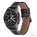 Produktbild WFEAGL Kompatibel mit Samsung Galaxy Watch 46mm Armband,22 mm Top Grain Lederersatzband kompatibel für Samsung Galaxy Watch 46 mm & Gear S4/S3/S2/S1(22mm Schwarz+Schwarz Quadratische Schnalle)