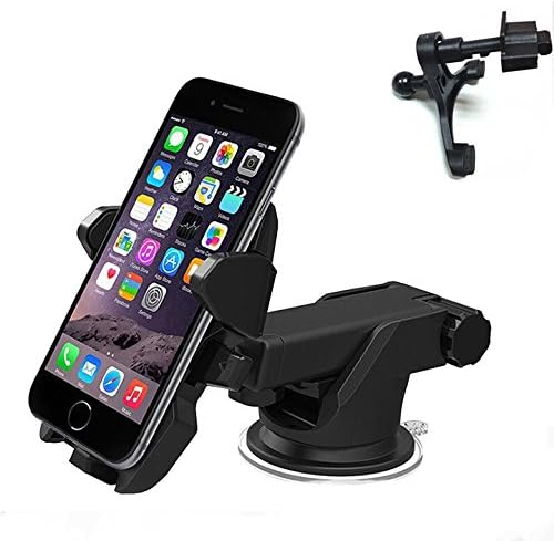 NBHH 2 in 1 Universal Car Cell Phone Mount Holder for Dashboard/Windshield/Car Air Vent Cradle with 360 Rotation for iPhone 7 7 Plus SE 6s 6 Plus 6 5s 5c se 4s 4 Samsung Galaxy S6 S5 S4 (Black)