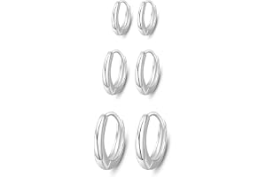 Epoch World Creoler silver 925, damörhängen, 3 par, 925 sterlingsilver, örhängen, set, allergivänligt, litet, sömn, huggie, k