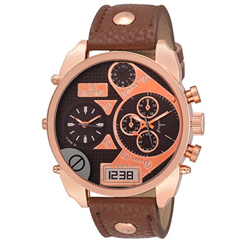 Leather Expedition Brown Dial Analog Watch For Men-SS-GR168-BRW-BRW