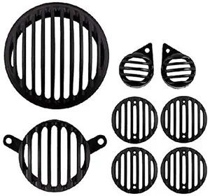 Gate 7 PVC Plastic Headlight Grill Set Classic 350 Bike Headlight Grill (Black)