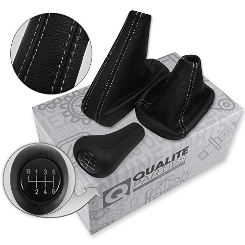 Gear Knob + Handbrake Boot + Shift Boot 6 Gears White