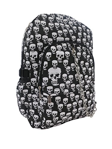 SKULLS BLACK WHITE DIGI Canvas Backpack Rucksack | School College Goth Punk Rock | Travel Gym Bag