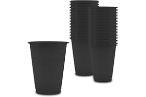 SWAVGO - Einwegbecher 180 ml - Trinkbecher, Partybecher, Plastikbecher, Bierbecher, Mundspülbecher - Becher für Partys Geburtstage Festivals Zahnärzte Tattoo Kosmetikstudio etc. (50, Schwarz)