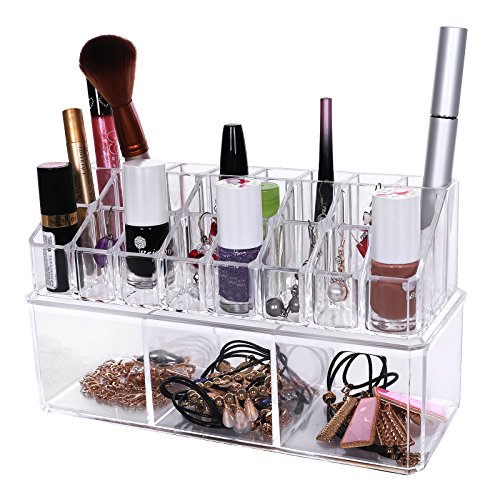 Songmics 3 in 1 Acryl Kosmetik aufbewahrung 2 Ablagebox großes mit 1 Deckel JKA003 - 8